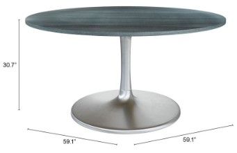 Zuo® Modern Metropolis Black Dining Table with Silver Steel Base-3