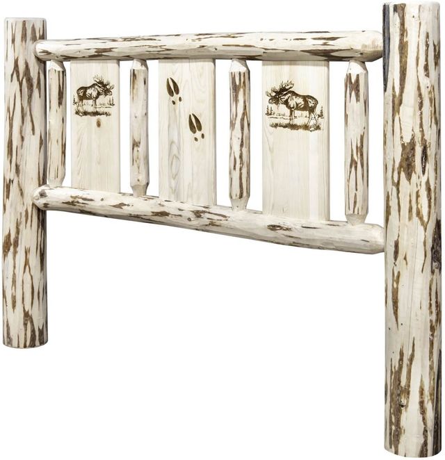 Montana Woodworks® Montana Collection Ready to Finish Full Youth Headboard with Laser Engraved Moose Design-2