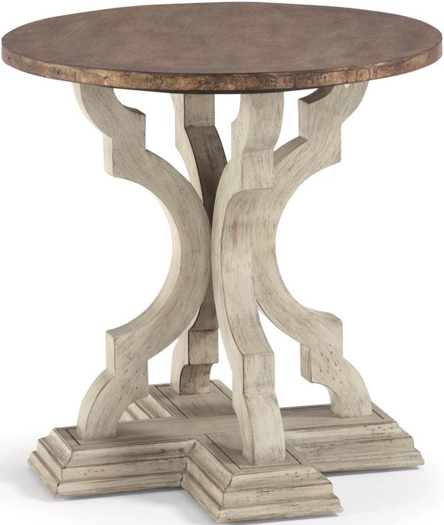 Flexsteel® Estate Galvanized Metal Top Lamp Table with Antiqued Base-0