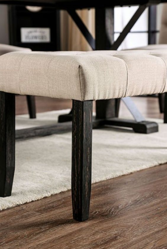 Furniture of America® Alfred Antique Black/Ivory Bench-2