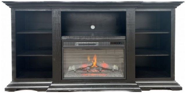 Million Dollar Rustic Fresno 72'' Midnight TV Stand with Fireplace-0