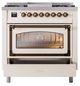 Ilve® Nostalgie II Noblesse 36'' Antique White Pro Style Dual Fuel Range with Burnished Trim-3