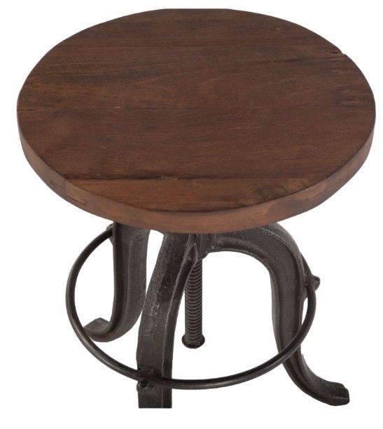 Home Trends & Design Industrial Teak Natural Patina Adjustable Stool-1