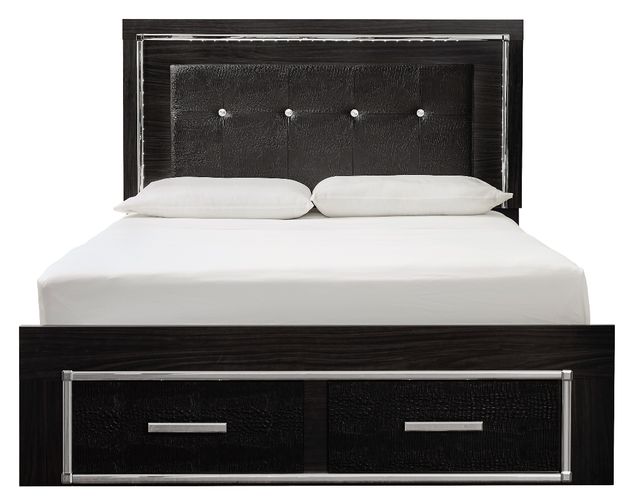 Signature Design by Ashley® Kaydell Black Queen Upholstered Storage Panel Bed with LED Lights-2
