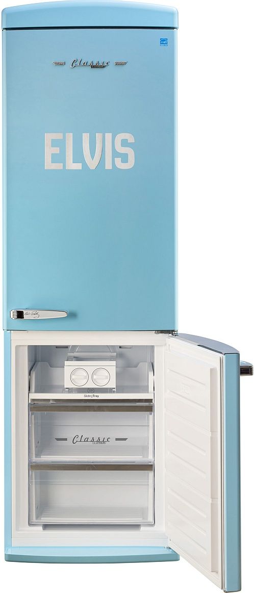 Unique® Appliances Elvis Classic Retro 24" 12 Cu. Ft. Presley Blue Counter Depth Bottom Freezer Refrigerator-3