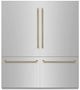 ZLINE Autograph Edition 72" 39.6 Cu. Ft. Stainless Steel with Graphite Gray Interior and Champagne Bronze Helix Handles French Door Built-In Bottom Freezer Refrigerator with Water Dispensers and Ice Makers -0