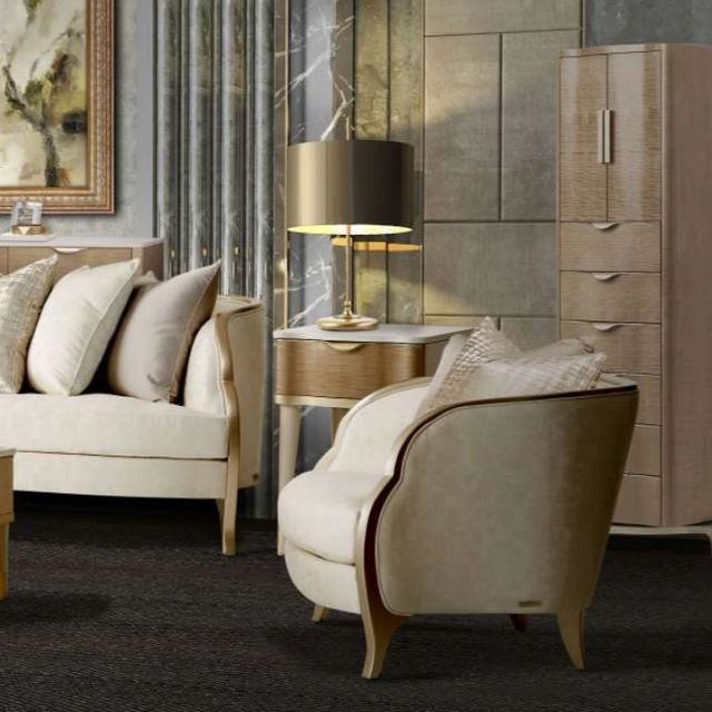 Michael Amini® Malibu Crest Chardonnay/Cloud White Chair and a Half-1