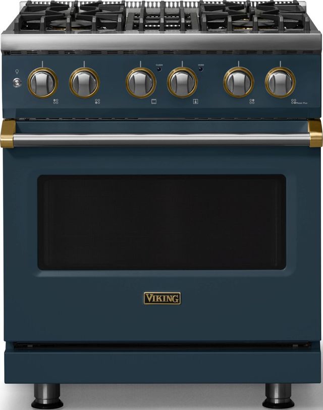 Viking® 5 Series 30" Squall Pro Style Dual Fuel (NG) Range with Brushed Brass Trim-0