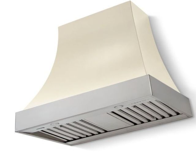 La Cornue CornuFé Cascade 36" Morning Dew Wall Mounted Range Hood with Satin Chrome Trim-0