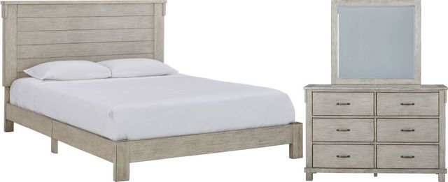 Signature Design by Ashley® Hollentown 3-Piece Whitewash Queen Panel Bed Set-0