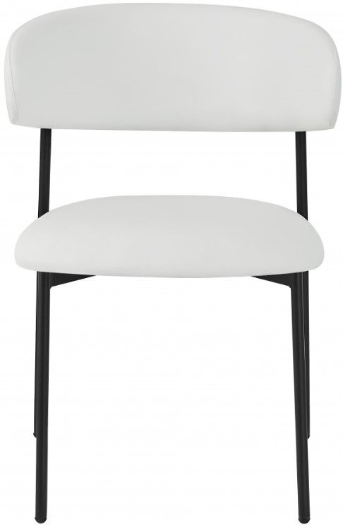 Meridian Furniture Lupita White/Matte Black Vegan Leather Dining Chair-1