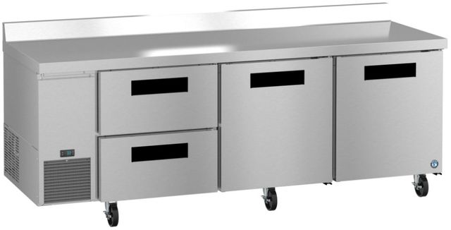 Hoshizaki Steelheart® 93" 30.17 Cu. Ft. Stainless Steel Three Section Worktop Side Mount Refrigerator with Drawer/Door Combo-1