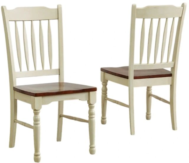 A-America® British Isles Buttermilk/Merlot Slat Back Dining Side Chair-2
