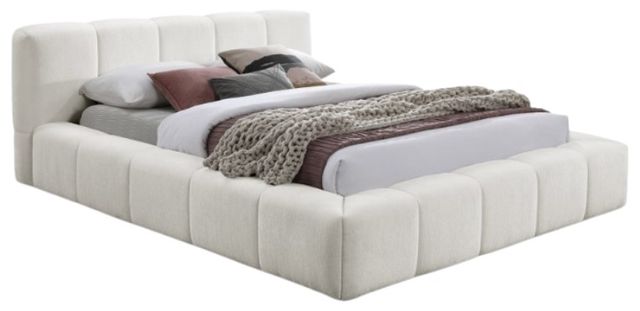 Meridian Furniture Carlin Cream Queen Upholstered Panel Bed-0