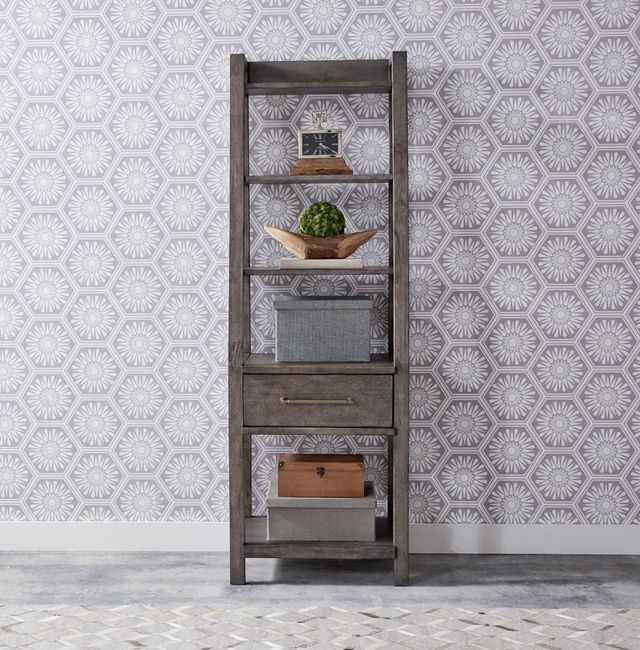 Liberty Furniture Modern Farmhouse Dusty Charcoal Leaning Bookcase-1