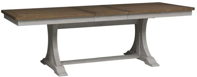 Liberty Furniture Farmhouse Reimagined Chestnut Trestle Table with Antique White Base-0