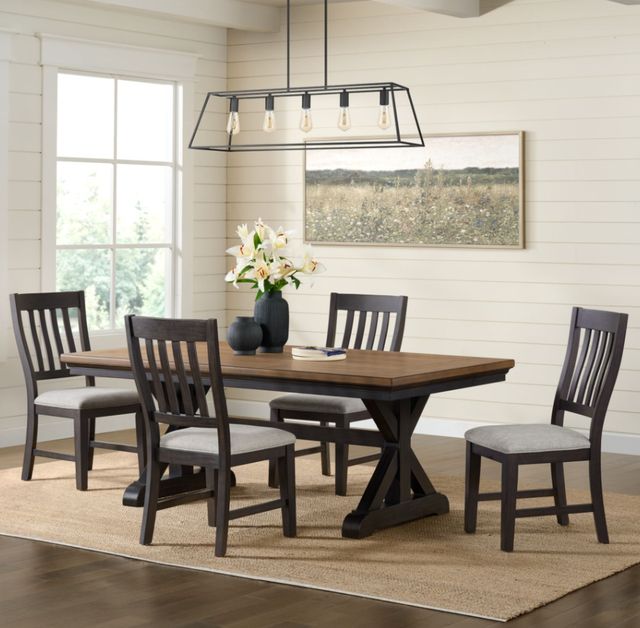 Elements International Montrose 5-Piece Brown Dining Set with Espresso Base-1