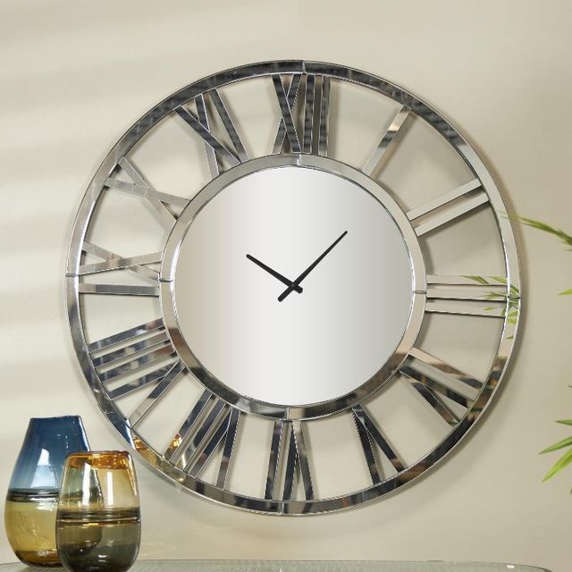 Deco Marche Silver Wall Mirrored Clock-4