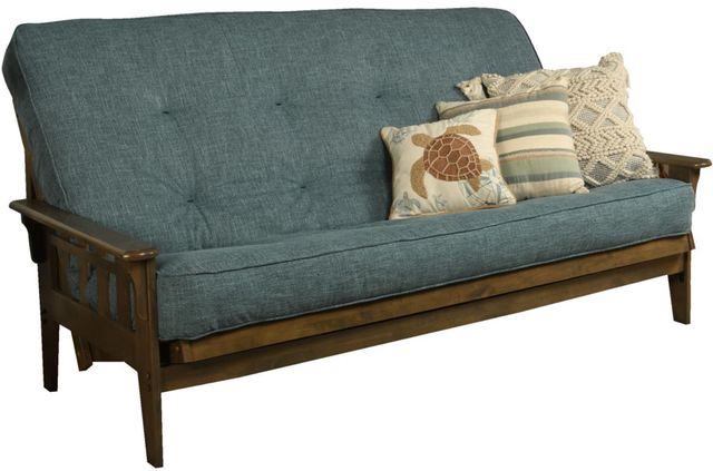 Kodiak Furniture Tucson Linen Aqua/Rustic Walnut Queen Futon with Mattress-0