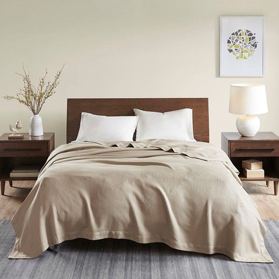 Olliix by Madison Park 100% Certified Egyptian Cotton Khaki King Blanket-3