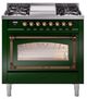Ilve® Nostalgie II Noblesse 36'' Emerald Green Pro Style Dual Fuel Range with Burnished Trim-0