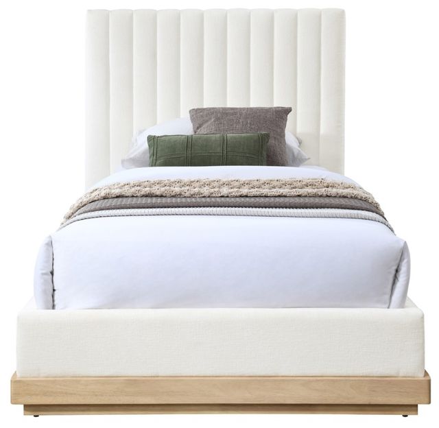 Meridian Furniture Emmet Cream/Natural Twin Upholstered Panel Bed-1