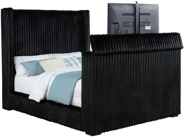 Coaster® Centergrove Black Queen Upholstered Wingback Sleigh Bed-2