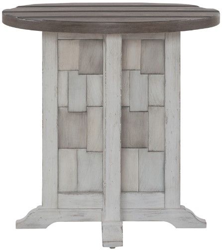 Liberty Furniture River Place Tobacco Chairside Table with Riverstone White Base-1