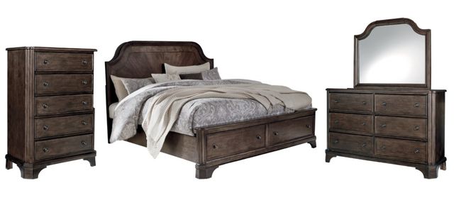 Signature Design by Ashley® Adinton 4-Piece Brown California King Panel Storage Bed Set-0