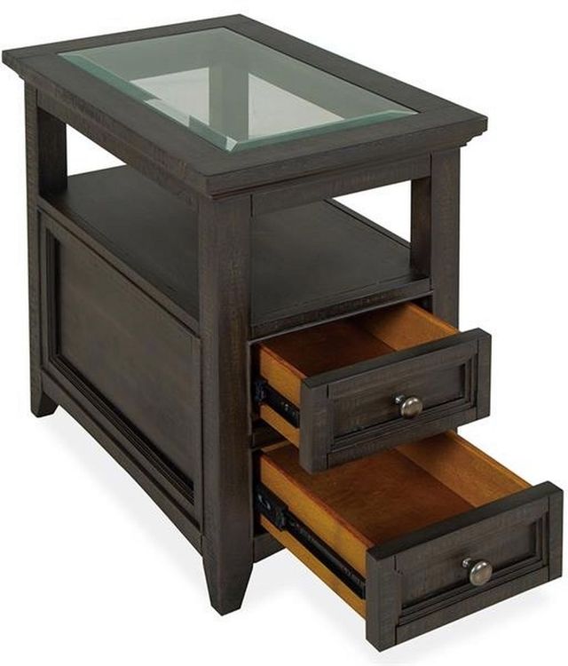 Magnussen Home® Westley Glass Insert Top Falls Graphite Chairside End Table-3