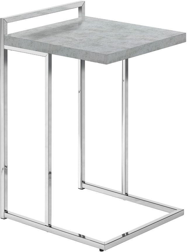 Monarch Specialties Inc. Grey Cement 25"H Accent Table with Silver Base-0