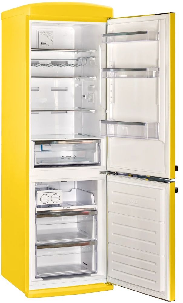 Unique® Appliances Classic Retro 24" 11.7 Cu. Ft. Canary Yellow Counter Depth Bottom Freezer Refrigerator-2