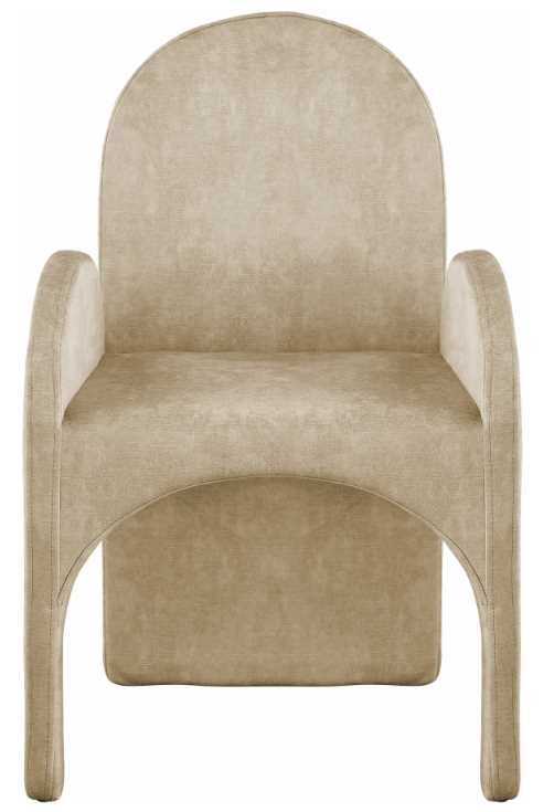 Meridian Furniture Summer Beige Velvet Dining Arm Chair-1