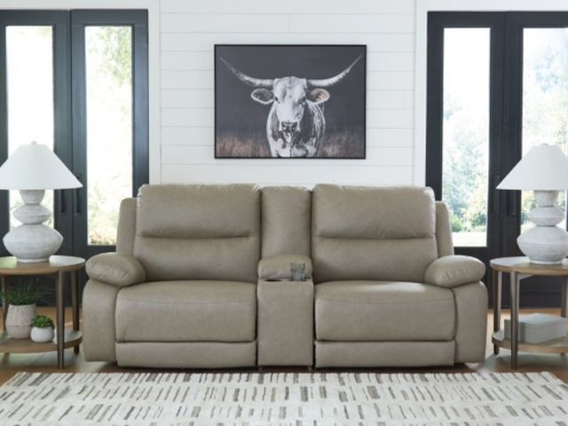 Signature Design by Ashley® Narwhal Place 3-Piece Pebble Power Reclining Small Spaced Sectional with Storage Console-1