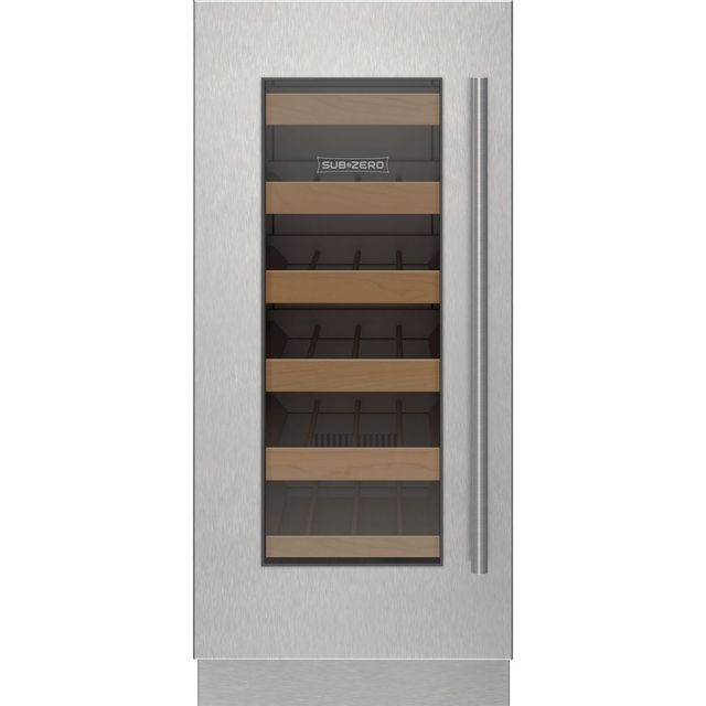 Sub-Zero® 15" Stainless Steel Left Hinge Column Refrigerator Glass Door Panel Kit with Lock and Tubular Handle-0