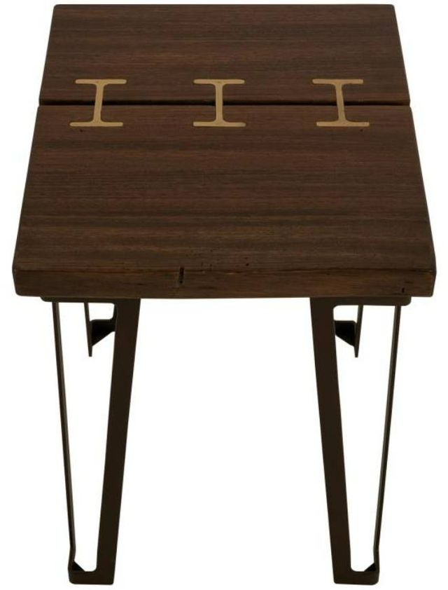 International Furniture Direct Walnut Reddish Brown Chairside Table with Black Base-3