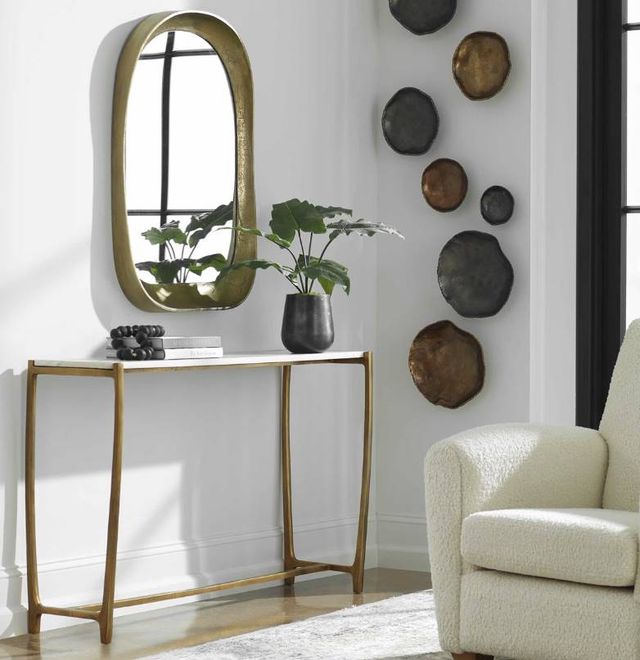 Uttermost® Affinity Natural White Console Table with Antique Gold Frame-1