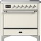 Ilve® Majestic III 36" Antique White Pro Style Induction Range with Solid Door and Chrome Trim-0