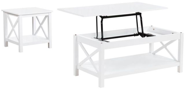 Coaster® Skyview 3-Piece White Rectangular Lift Top Coffee Table Set-1