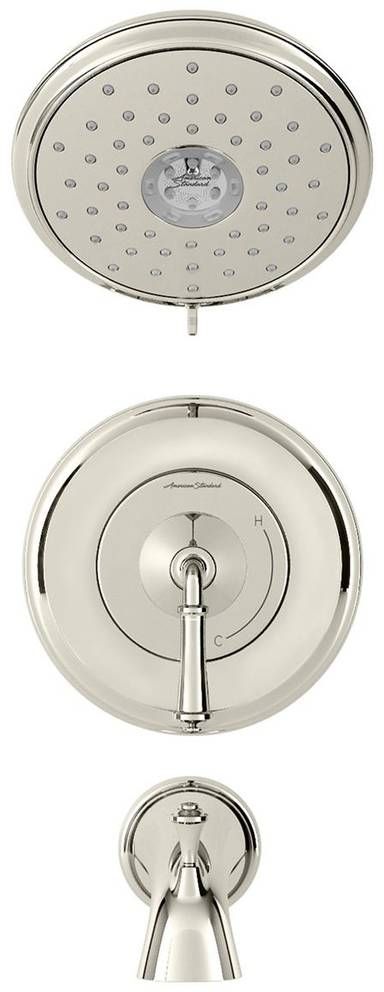 American Standard Delancey® Polished Nickel Tub and Shower Trim Kit with Water-Saving 4-Function Showerhead and Lever Handle-1