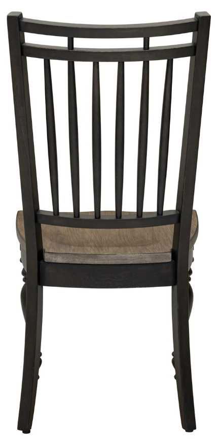 Liberty Furniture Magnolia Manor Antique Black/Weathered Bark Spindle Back Dining Side Chair-4