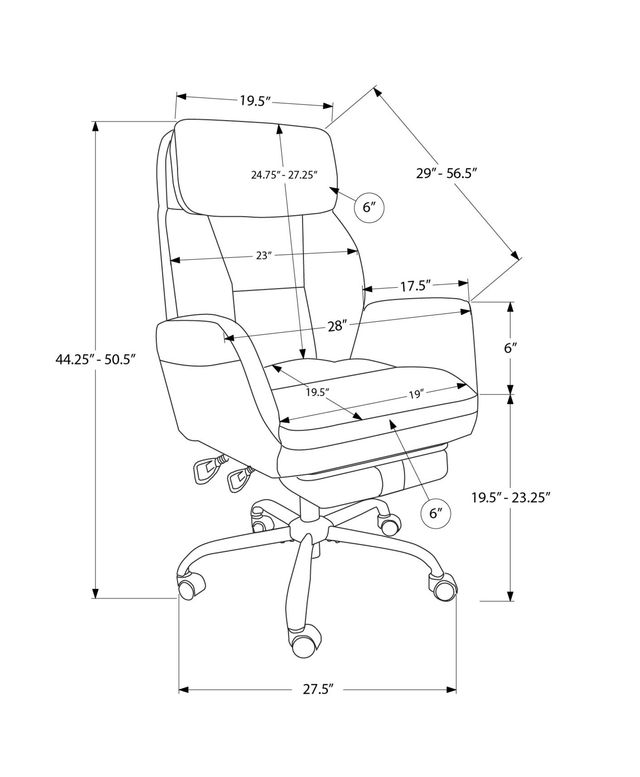 Monarch Specialties Inc. Black Leather-Look High Back Executive Office Chair with Footrest-2