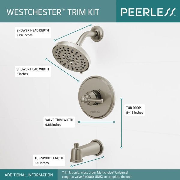 Peerless Westchester® Brushed Nickel 14S Tub/Shower Trim-0