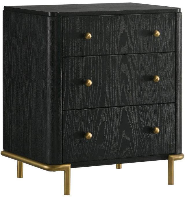 Coaster® Arini Black 3-Drawer Nightstand Bedside Table with USB Outlet-0