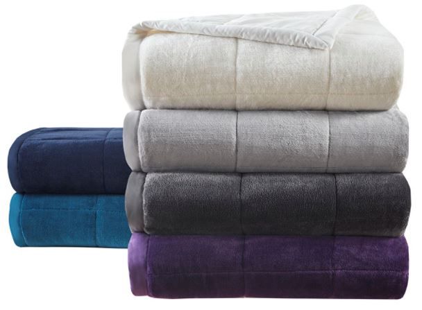 Olliix by Madison Park Coleman Teal Full/Queen Reversible Down Alternative Blanket-2