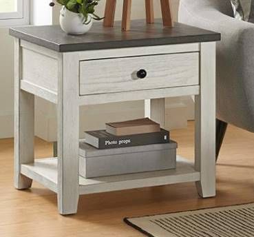 Urban Styles Furniture Omaha Gray End Table with Almond Base-0