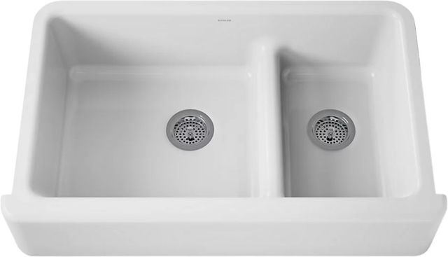 KOHLER® Whitehaven® White Smart Divide® 36" Undermount Double-Bowl Farmhouse Kitchen Sink-0