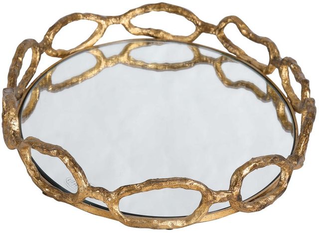 Uttermost® Cable Gold Leaf Chain Mirrored Tray-3