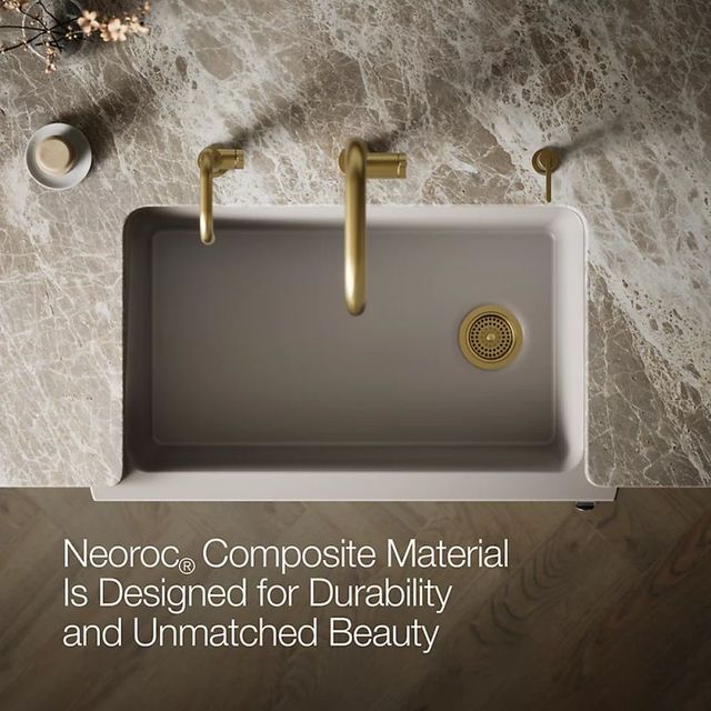 KOHLER® Cairn® Matte Taupe Undermount Single-Bowl Farmhouse Kitchen Sink-4