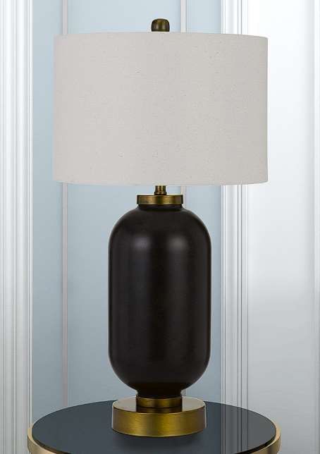 Cal® Lighting & Accessories Sycamore Antique Brass/Black Table Lamp-1